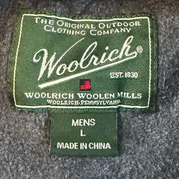 Woolrich Button Down Shirt Mens L Midnight Blue Heather Long Sleeve Pocket - Picture 3 of 13